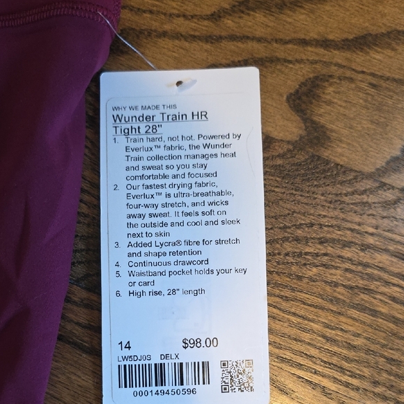 Lululemon Athletica 14 Purple Leggings High Waist Wunder Train 28" Deep Luxe NWT - Picture 2 of 4